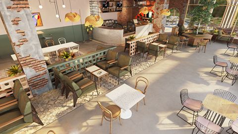 Rooftop cafe - 3ds Max to WebGL Archviz