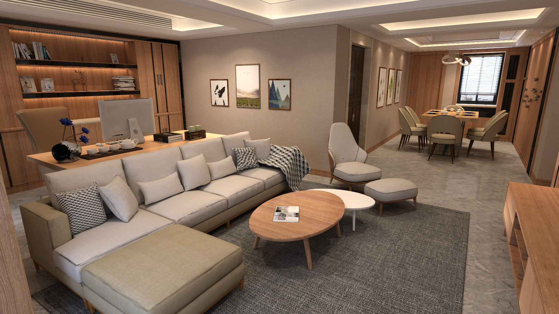 Living room - 3D realtime architectural visualization